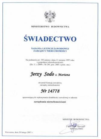 Licencja zawodowa zarządcy nieruchomości - Jerzy Sodo